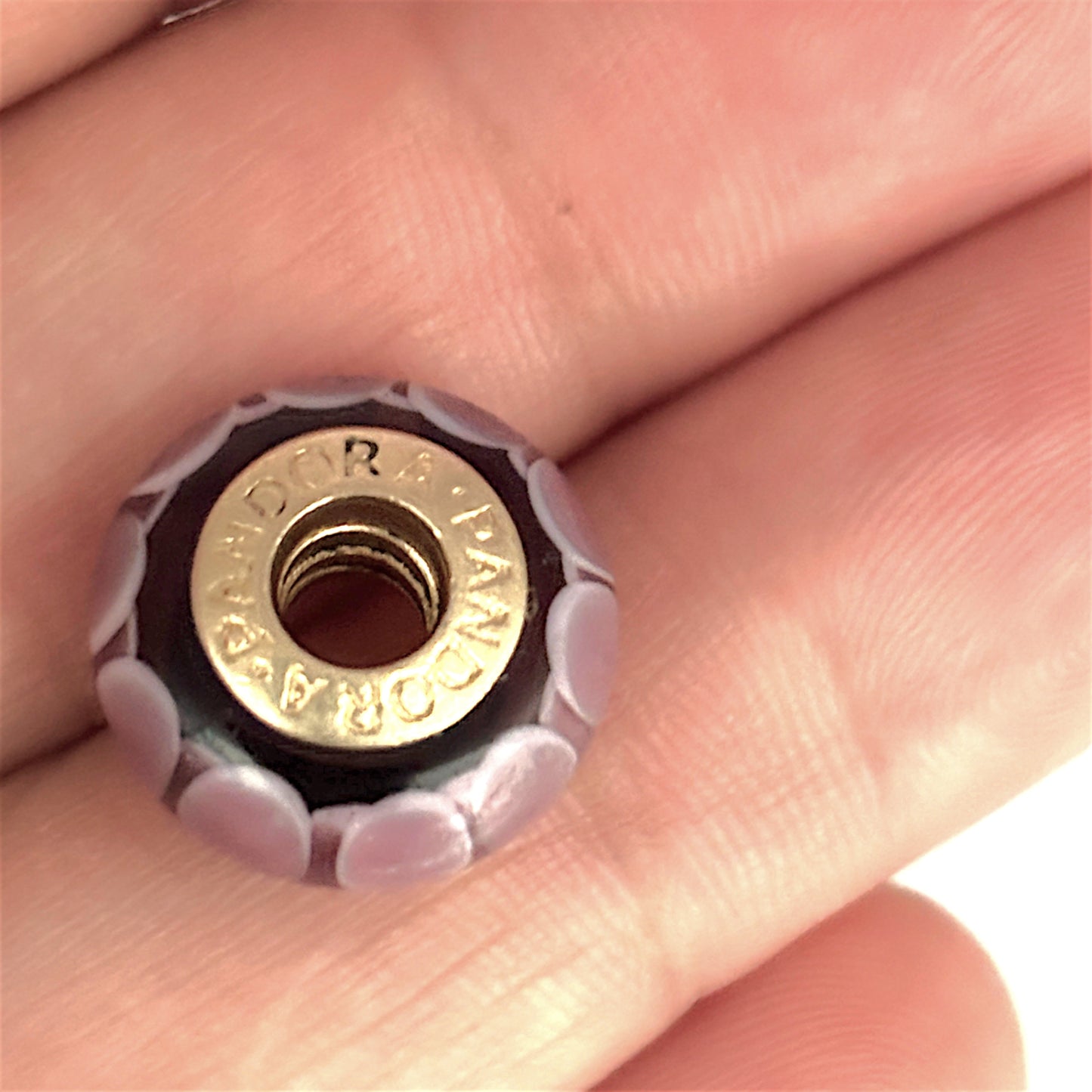 GOLD DEAL | 14ct (14K) Gold Core Pandora Murano Charm - Glass Pink Lotus