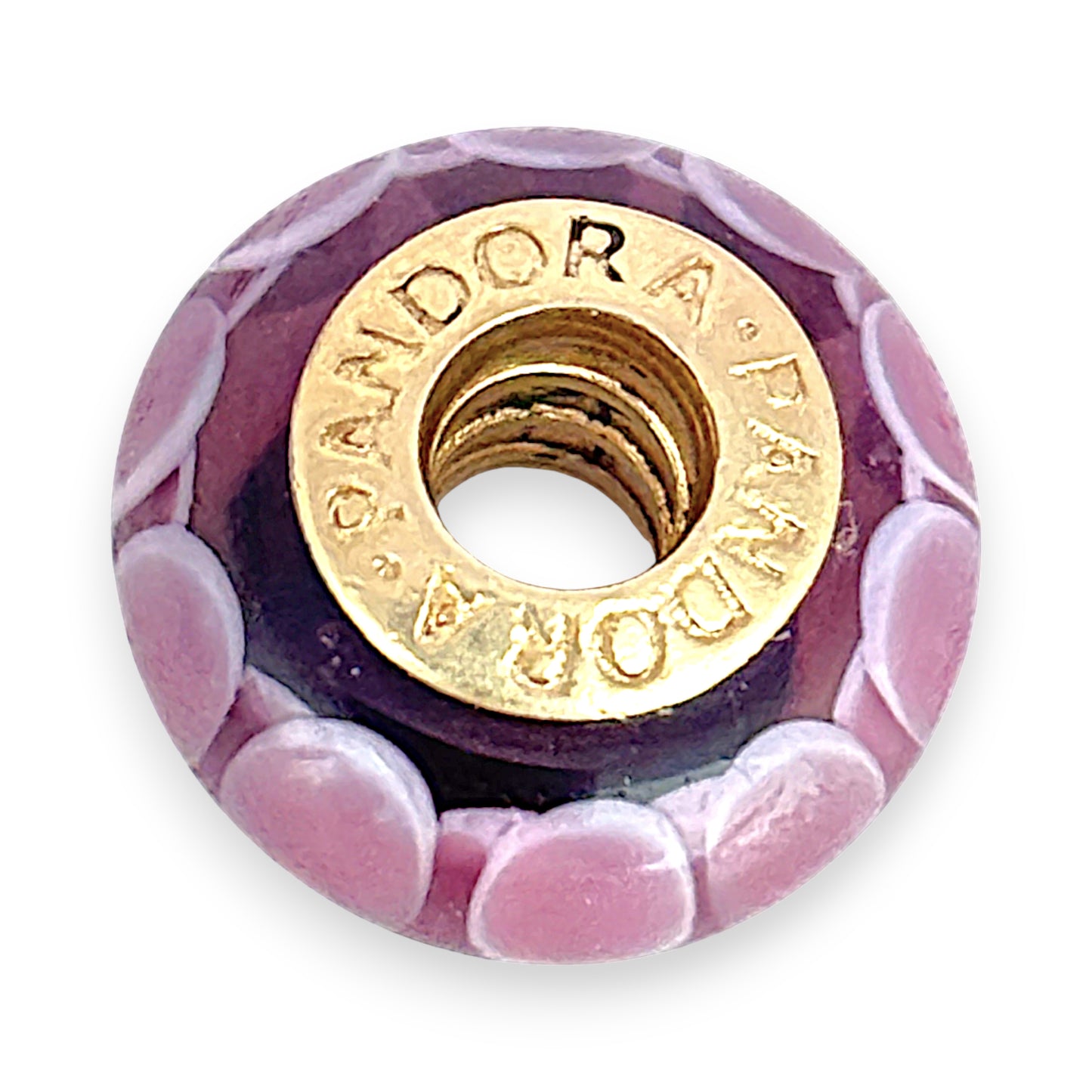GOLD DEAL | 14ct (14K) Gold Core Pandora Murano Charm - Glass Pink Lotus