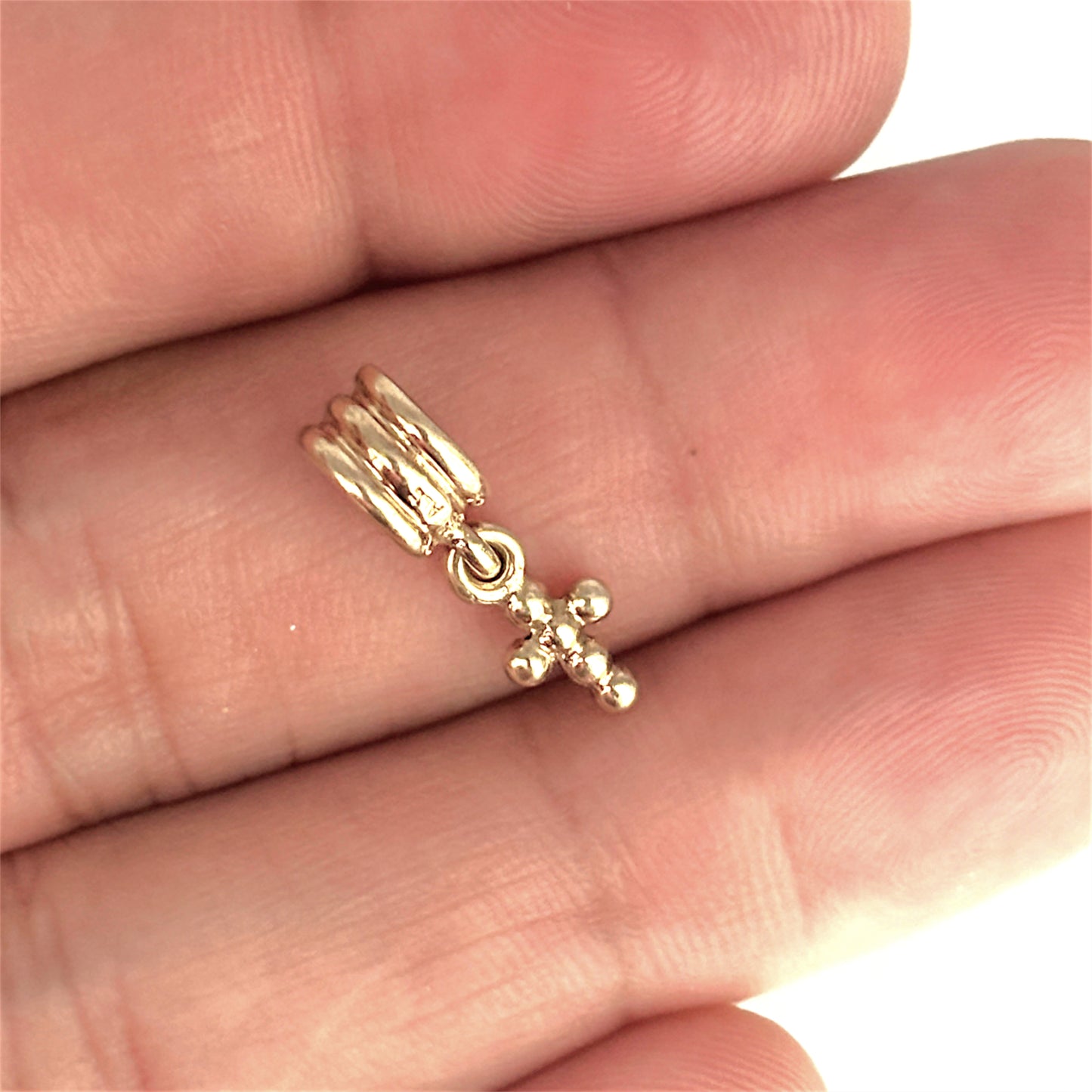 GOLD DEAL | 14ct (14K) Gold Pandora Rounded Ends Cross Charm