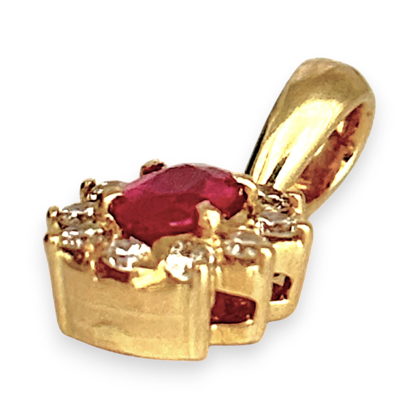 GOLD DEAL | 18ct (18K) Gold Natural Ruby & Diamond Halo Pendant