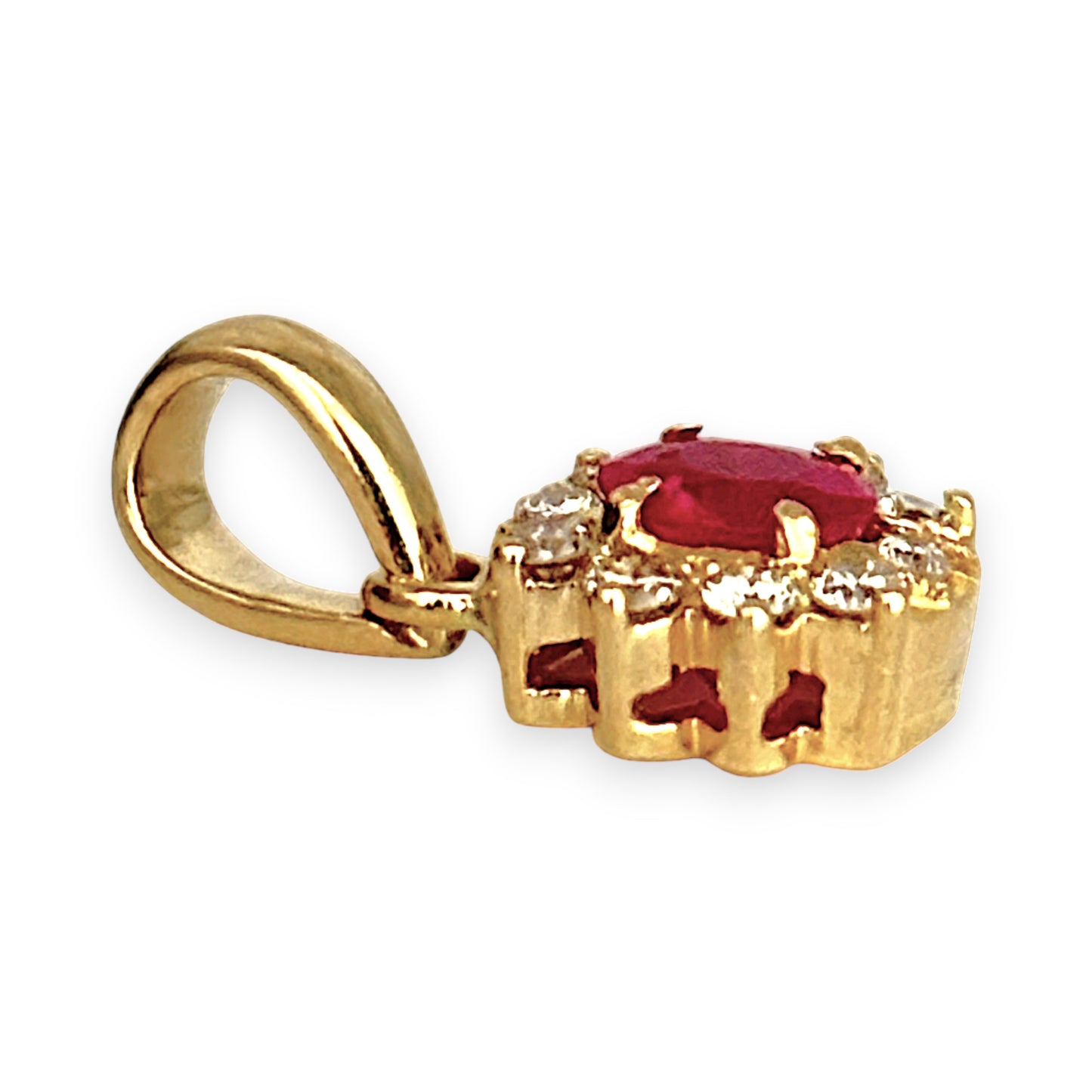 GOLD DEAL | 18ct (18K) Gold Natural Ruby & Diamond Halo Pendant