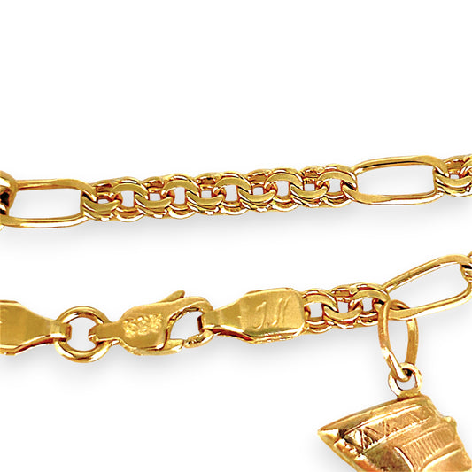 GOLD DEAL | 14ct (14K) Gold 5 Charms Bracelet 18cm