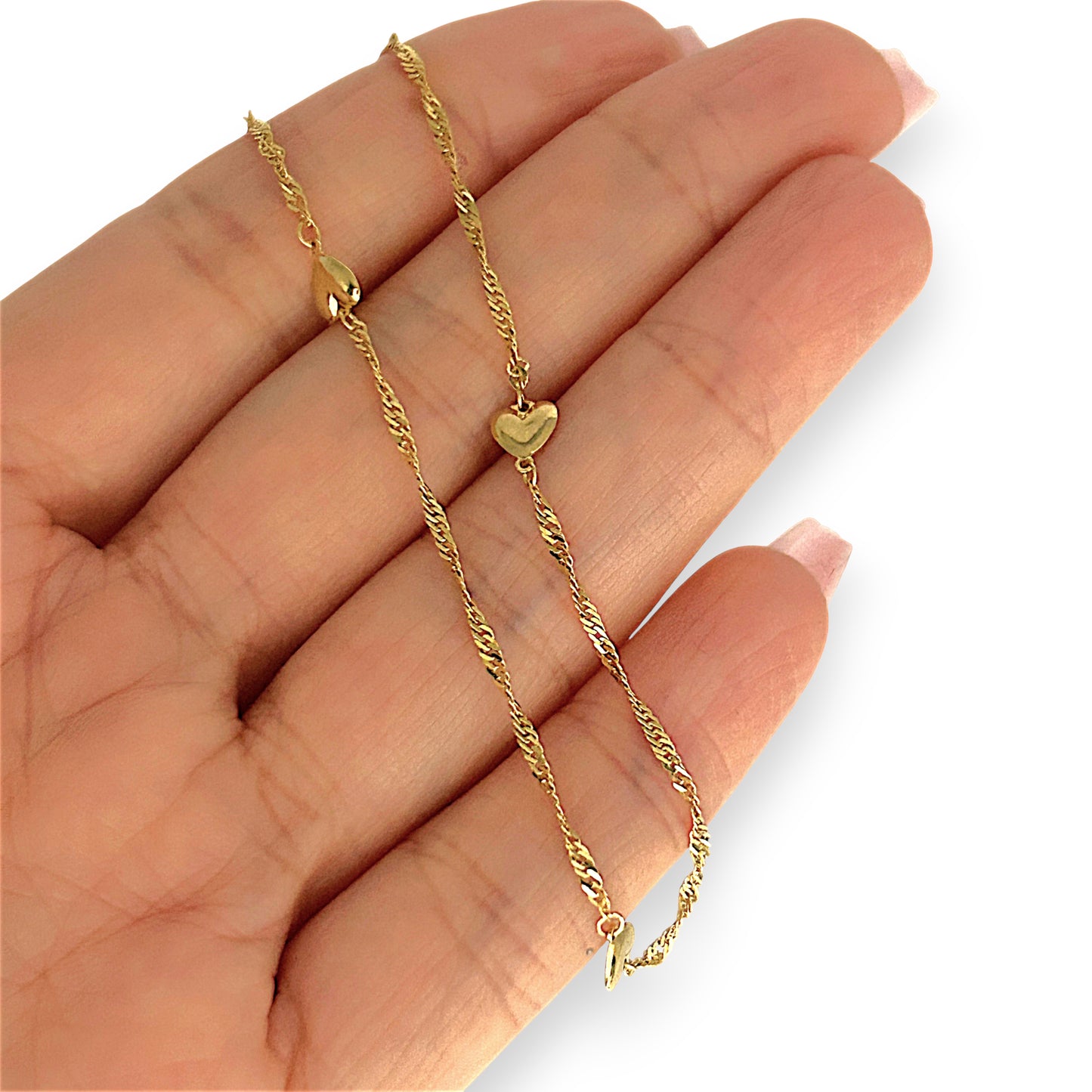 GOLD DEAL | 14ct (14K) Gold Sweet Embrace Heart Charm Bracelet 23cm