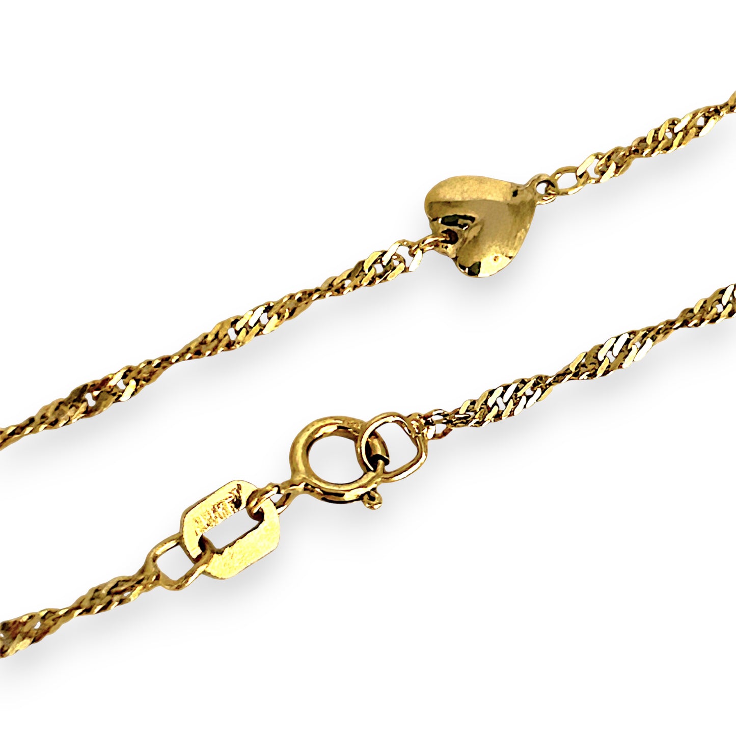 GOLD DEAL | 14ct (14K) Gold Sweet Embrace Heart Charm Bracelet 23cm