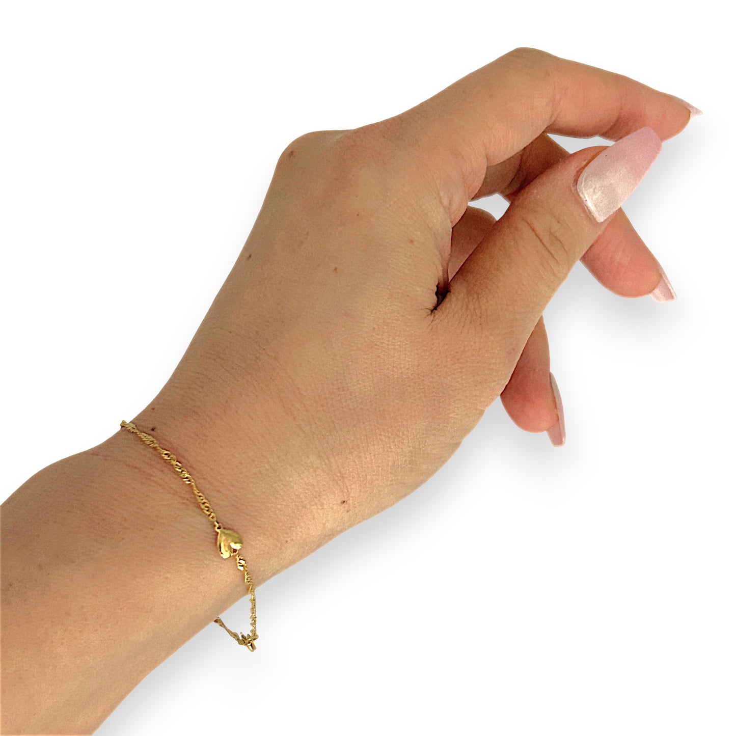 GOLD DEAL | 14ct (14K) Gold Sweet Embrace Heart Charm Bracelet 23cm