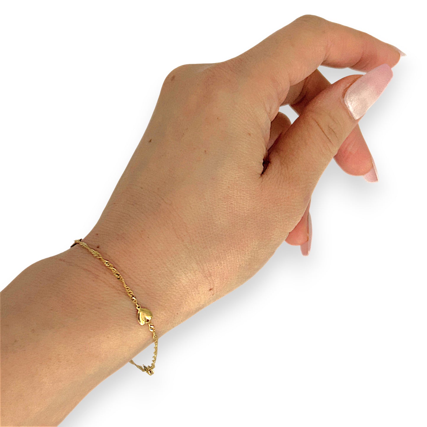 GOLD DEAL | 14ct (14K) Gold Sweet Embrace Heart Charm Bracelet 23cm