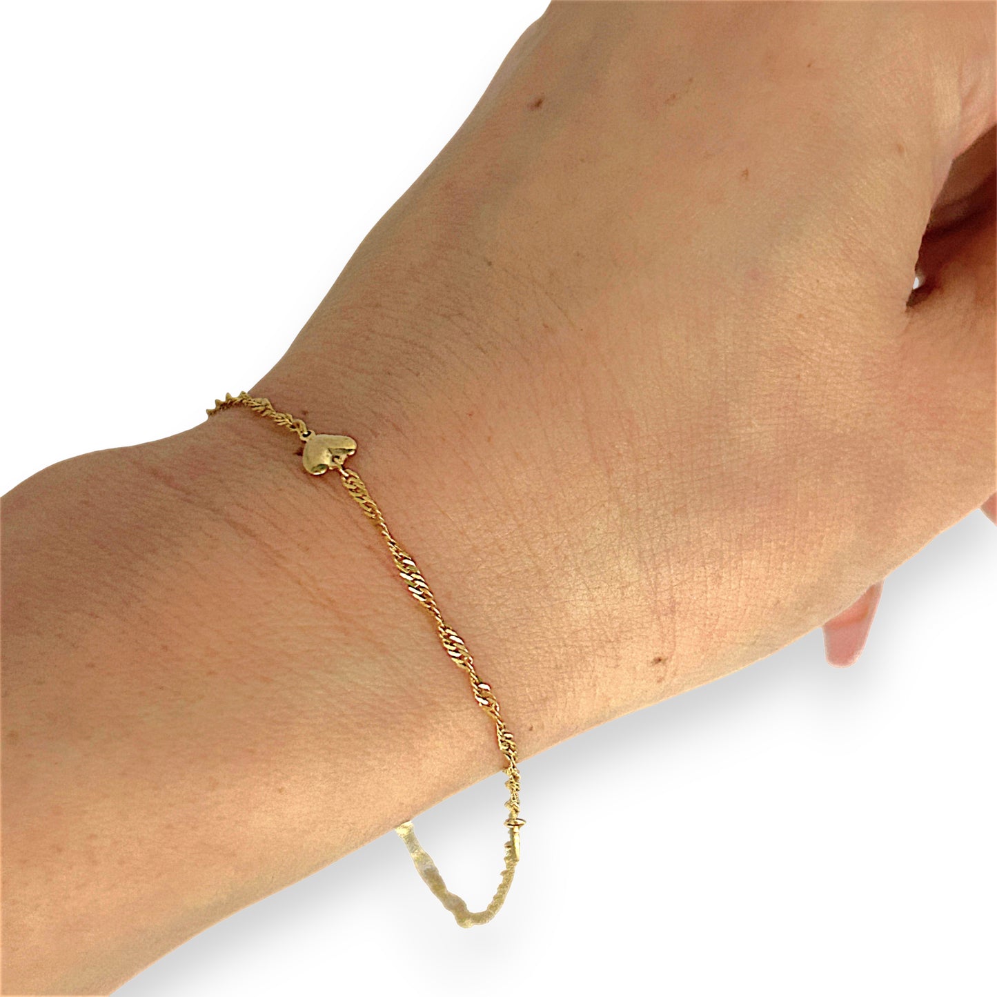 GOLD DEAL | 14ct (14K) Gold Sweet Embrace Heart Charm Bracelet 23cm