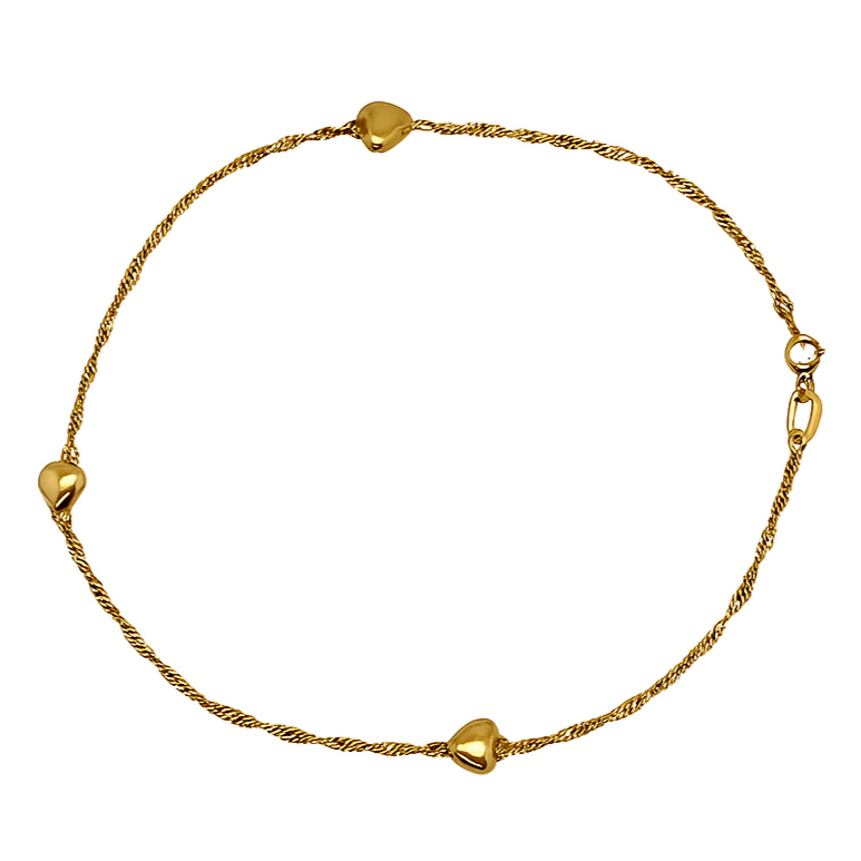 GOLD DEAL | 14ct (14K) Gold Sweet Embrace Heart Charm Bracelet 23cm