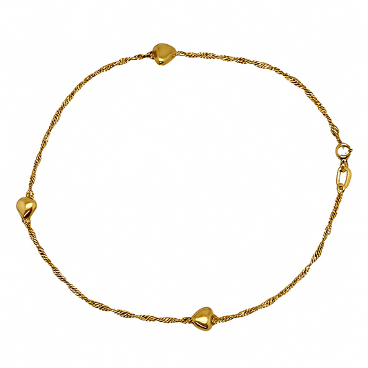 GOLD DEAL | 14ct (14K) Gold Sweet Embrace Heart Charm Bracelet 23cm