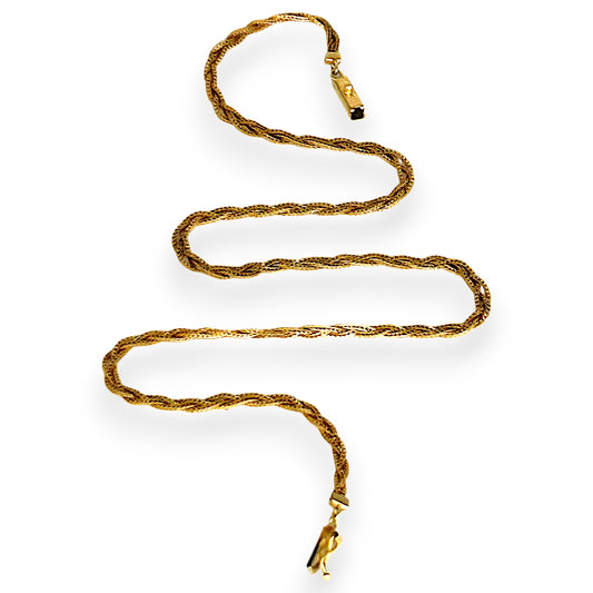GOLD DEAL | 14ct (14K) Gold Vintage Intricate triple-strand brilliance Chopin Chain 42cm