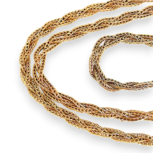 GOLD DEAL | 14ct (14K) Gold Vintage Intricate triple-strand brilliance Chopin Chain 42cm
