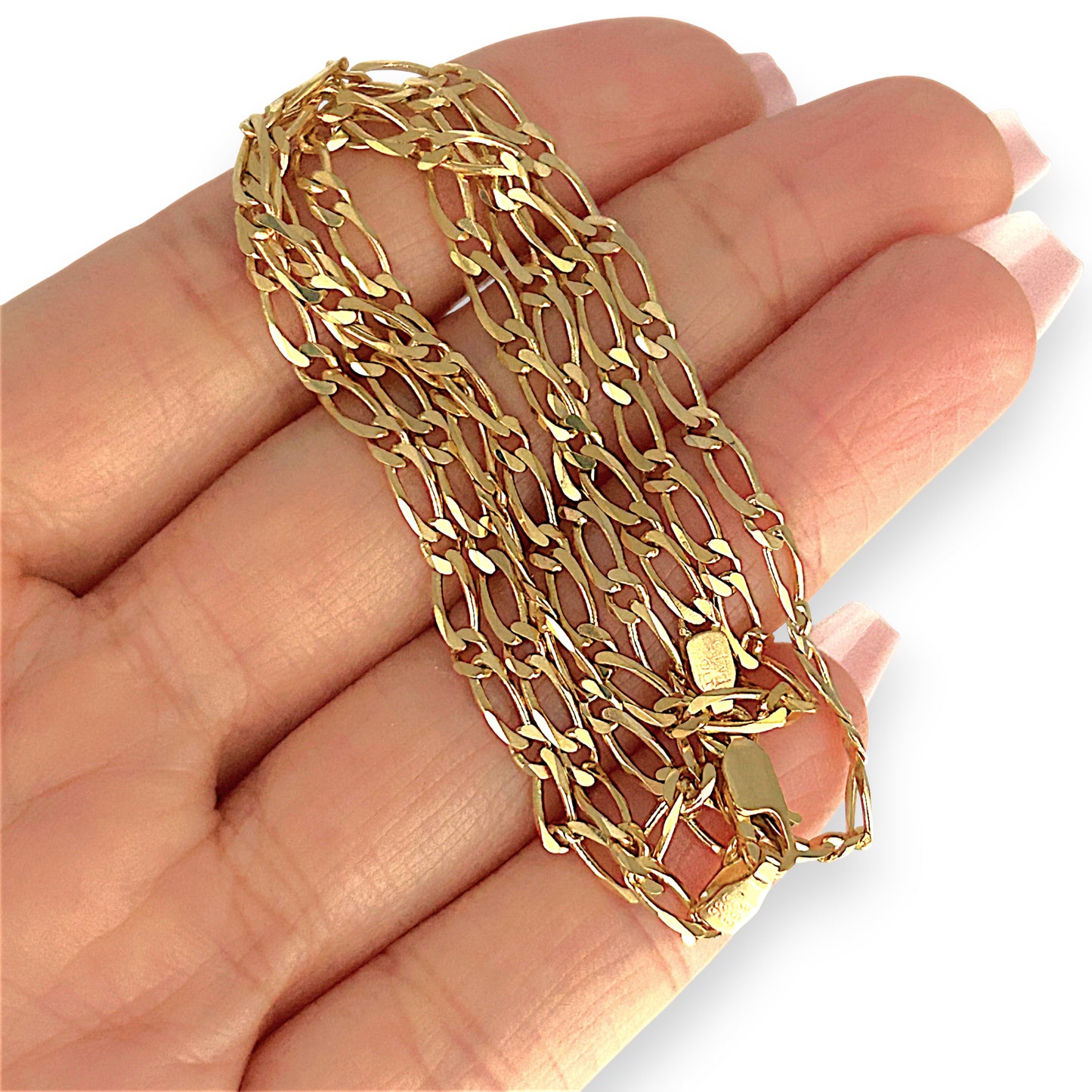 GOLD DEAL | 14ct (14K) Gold Gleaming Figaro 1-1 Chain 54cm