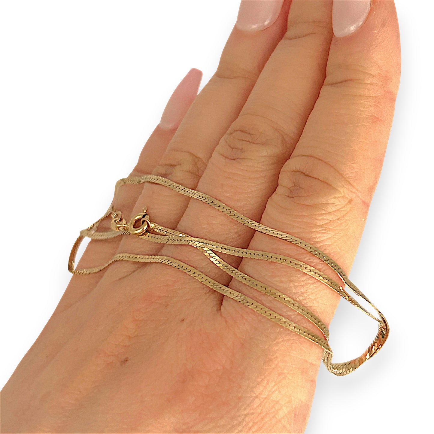 GOLD DEAL | 14ct (14K) Gold Silky Finish Flat Snake Chain 45cm