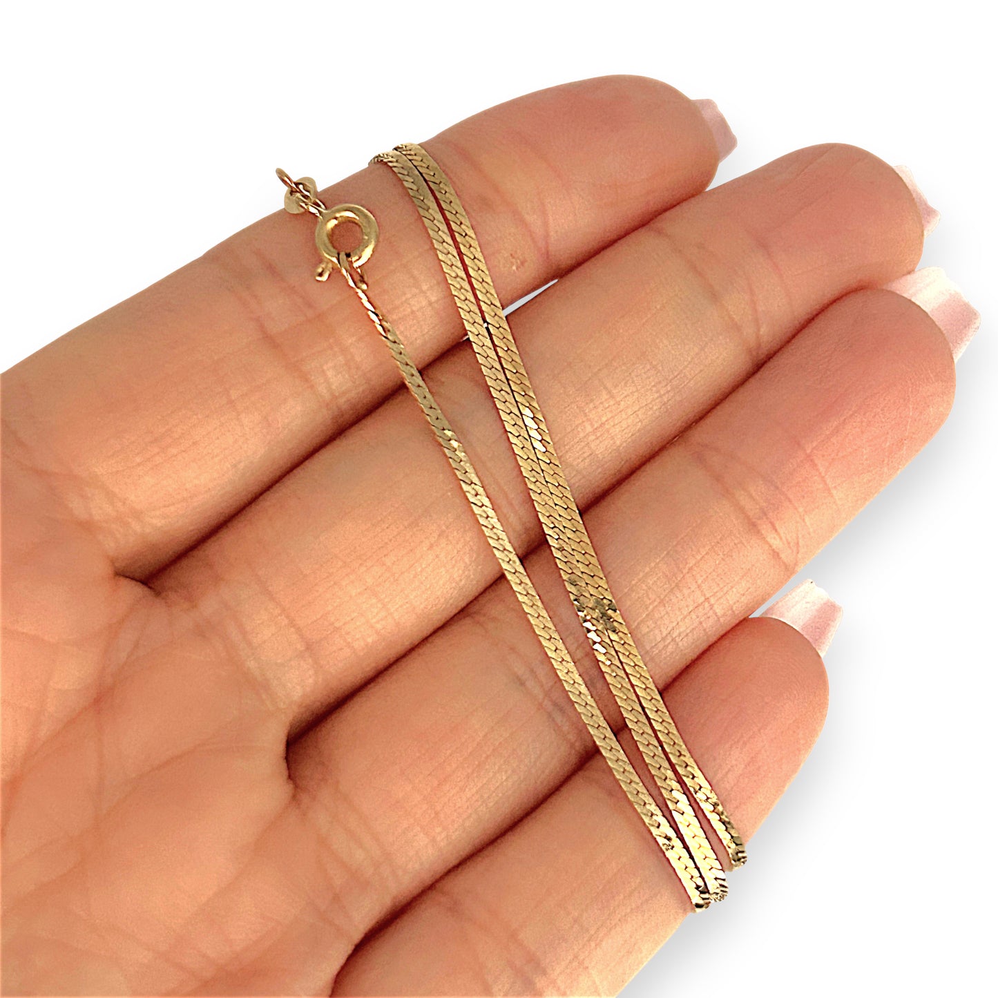 GOLD DEAL | 14ct (14K) Gold Silky Finish Flat Snake Chain 45cm