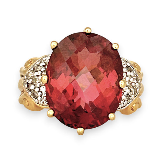 GOLD DEAL | 18ct (18K) Gold Pink Tourmaline & Diamond Dress Ring Valuation $8,500
