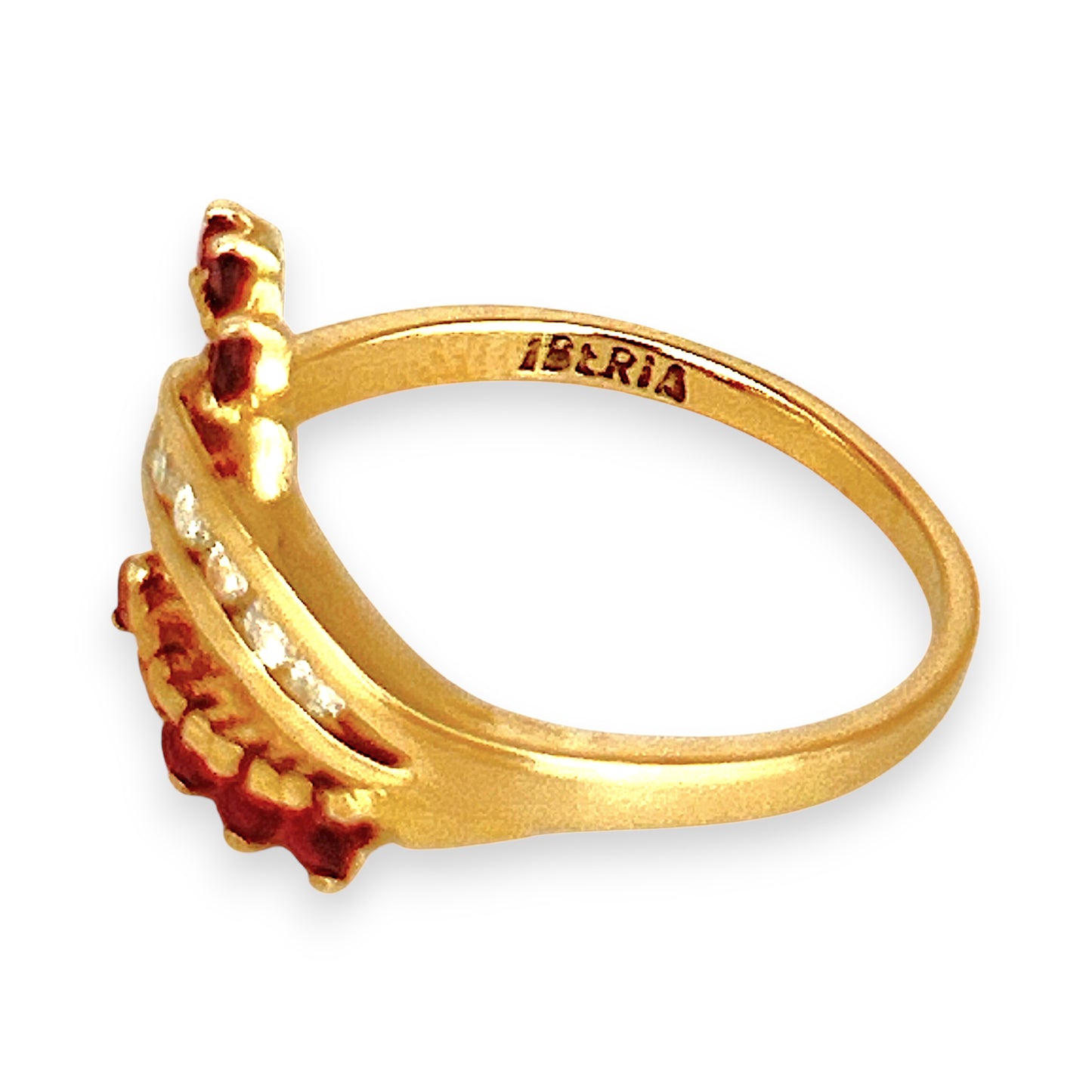XMAS DEAL | 18kt Gold Garnet and Diamond Fan Ring – Bold Elegance in Motion