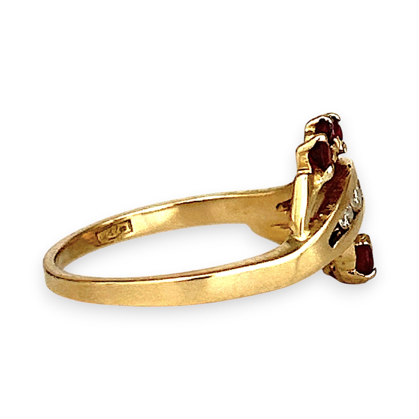 XMAS DEAL | 18kt Gold Garnet and Diamond Fan Ring – Bold Elegance in Motion