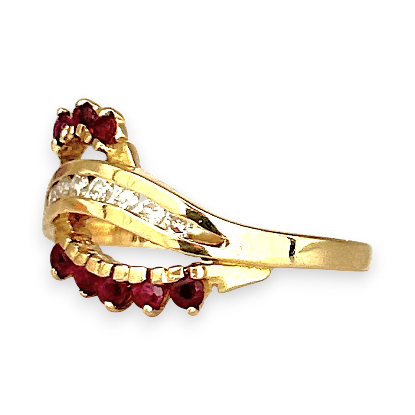 XMAS DEAL | 18kt Gold Garnet and Diamond Fan Ring – Bold Elegance in Motion