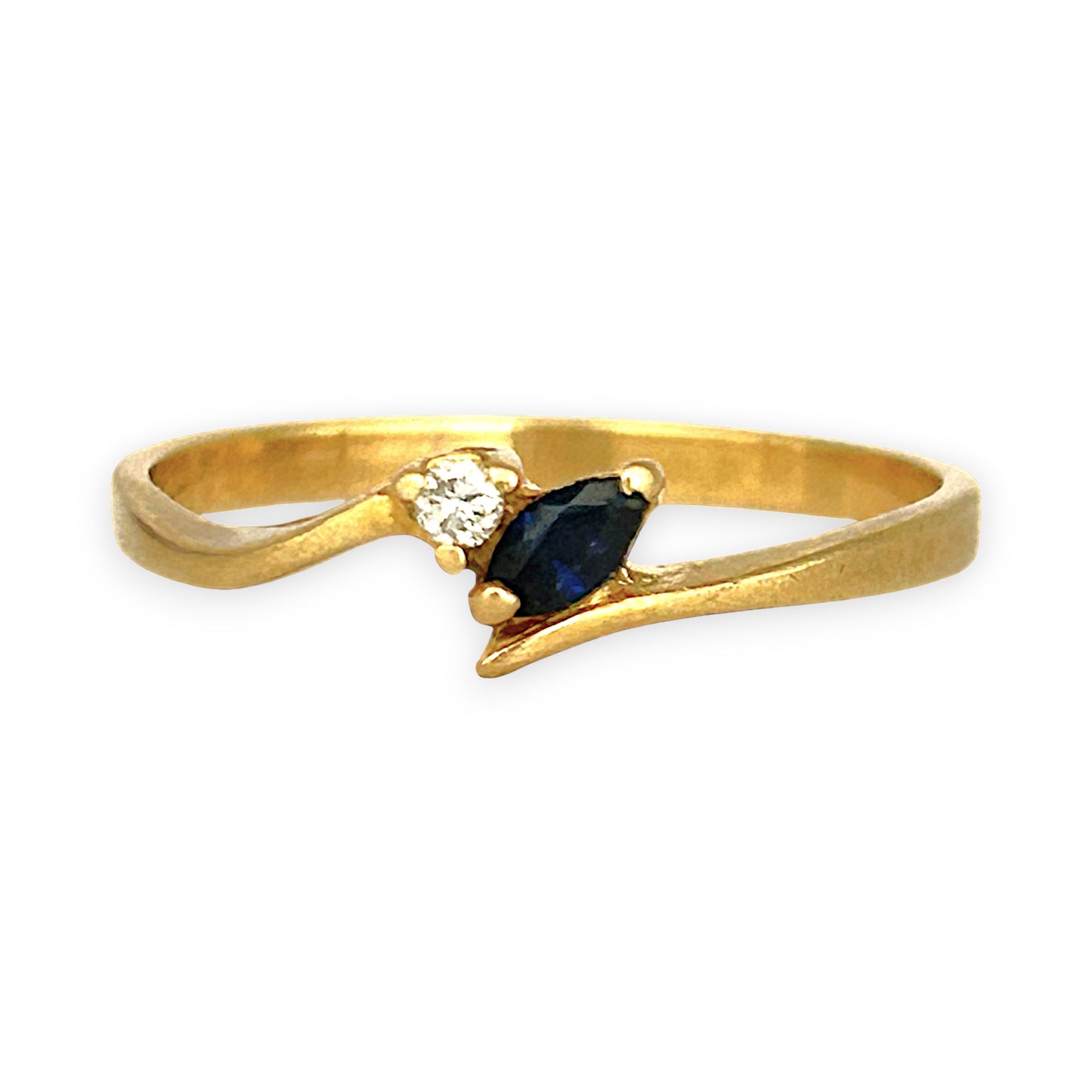 XMAS DEAL | 18kt Gold Celeste Diamond and Sapphire Ring Size M 1/2