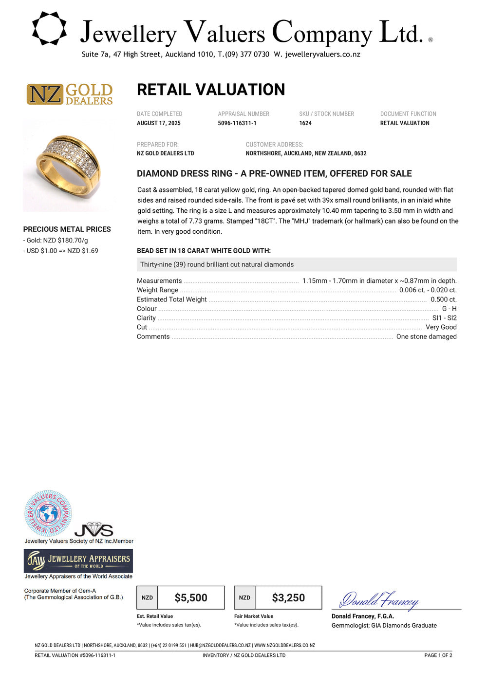 GOLD DEAL | 18ct (18K) Gold Triple Row Diamond Ring by Michael Hill Valuation $5,500