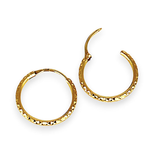 GOLD DEAL | 18ct Gold Diamond Cut Fashion Hoop Earrings 17.6mm