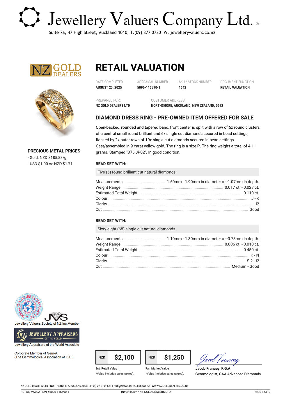 GOLD DEAL | 9ct (9K) Gold Haritage Sparkle Diamond 0.56ct Ring Valuation $2,100