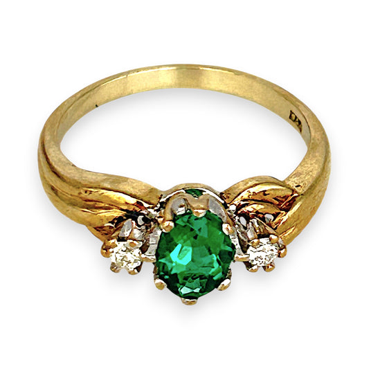 GOLD DEAL | 9ct Gold The Quiet Bloom Emerald and Diamond Ring Valuation $1,990