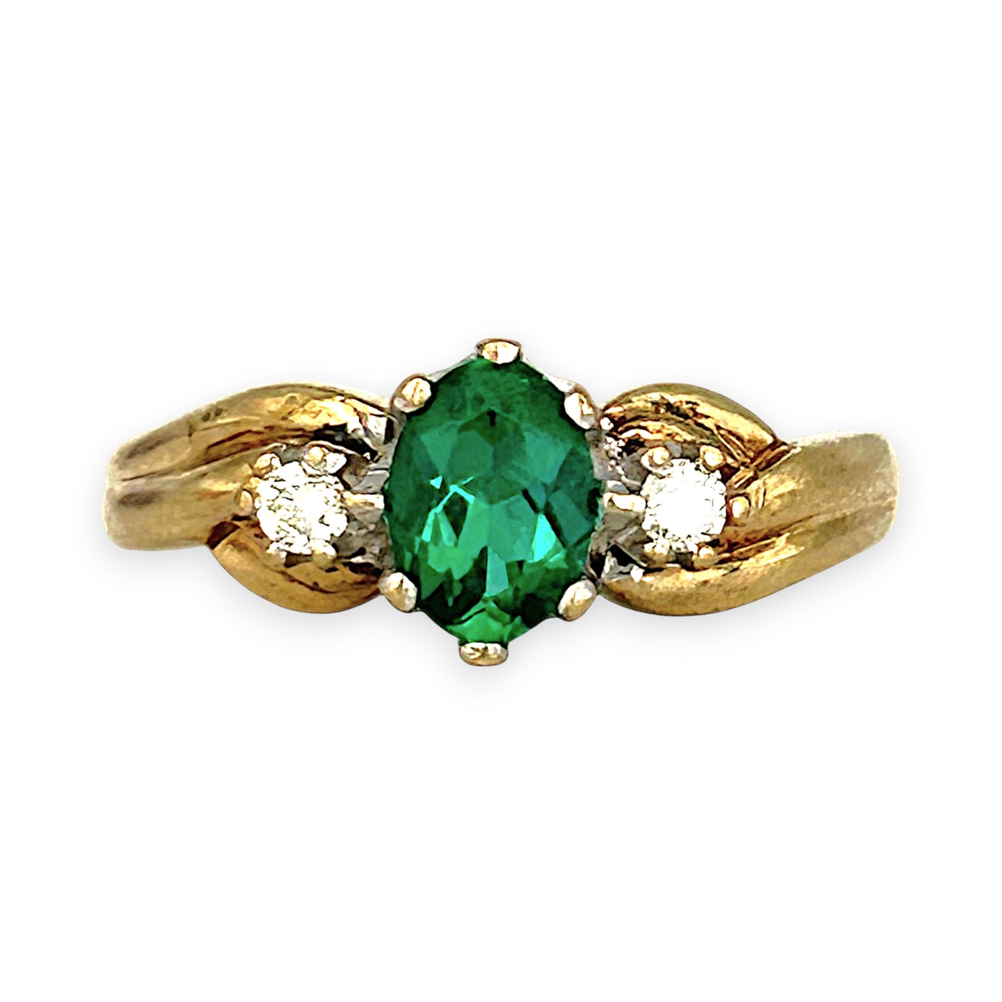 GOLD DEAL | 9ct Gold The Quiet Bloom Emerald and Diamond Ring Valuation $1,990