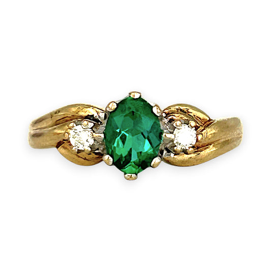 GOLD DEAL | 9ct Gold The Quiet Bloom Emerald and Diamond Ring Valuation $1,990