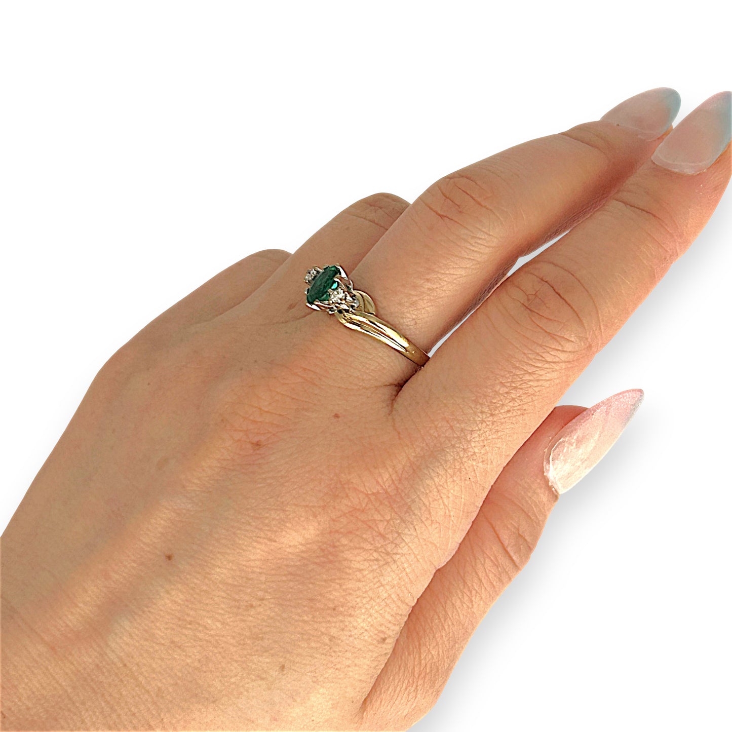 GOLD DEAL | 9ct Gold The Quiet Bloom Emerald and Diamond Ring Valuation $1,990