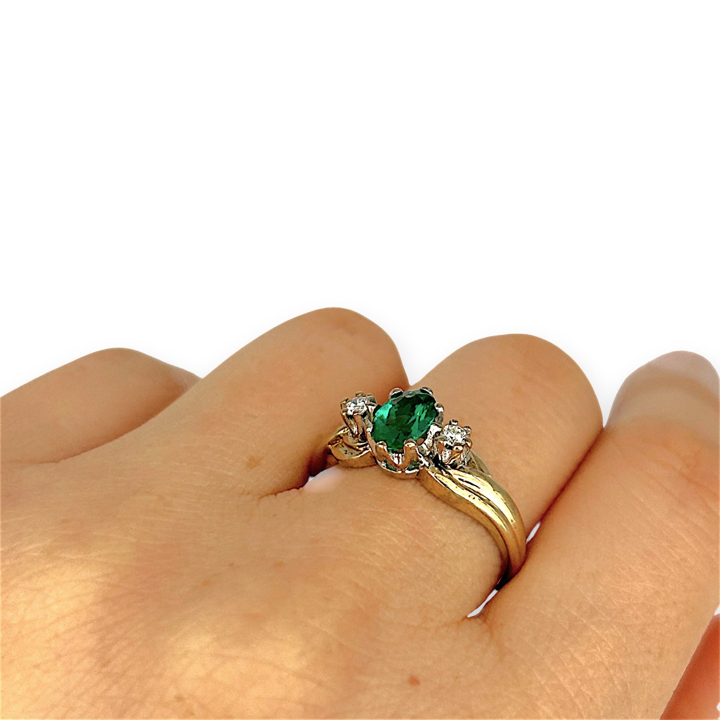 GOLD DEAL | 9ct Gold The Quiet Bloom Emerald and Diamond Ring Valuation $1,990