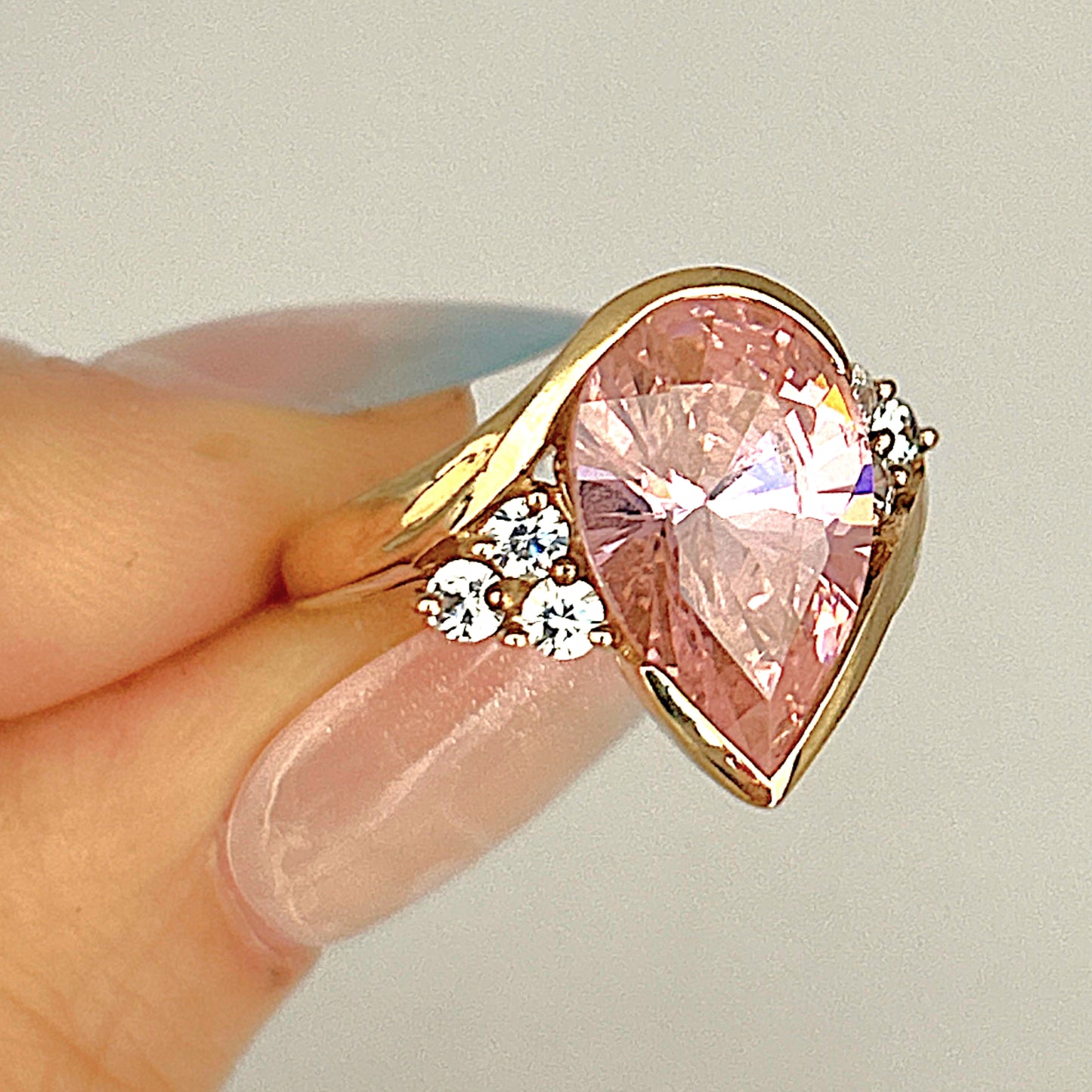 GOLD DEAL | 9ct Gold Rosé Radiance Ring with Pink Sapphire & CZ