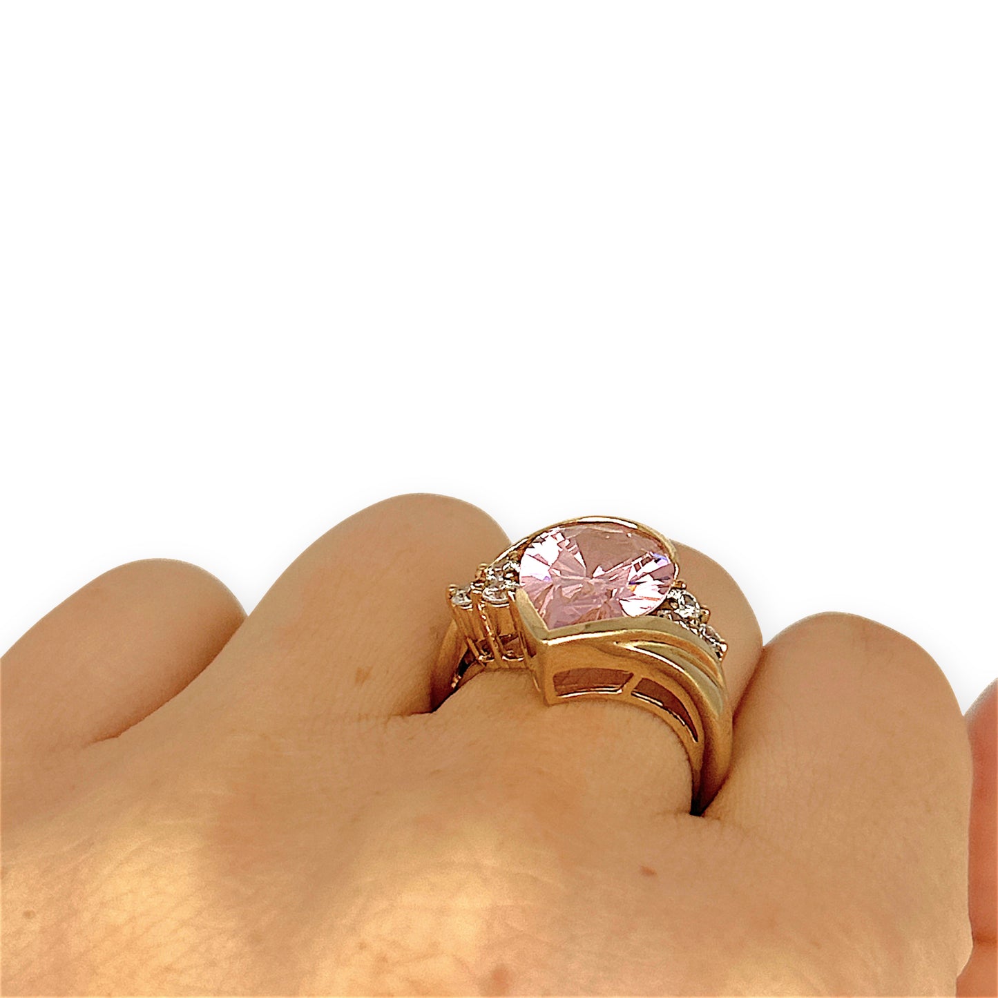 GOLD DEAL | 9ct Gold Rosé Radiance Ring with Pink Sapphire & CZ