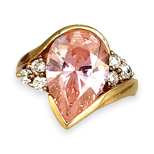 GOLD DEAL | 9ct Gold Rosé Radiance Ring with Pink Sapphire & CZ