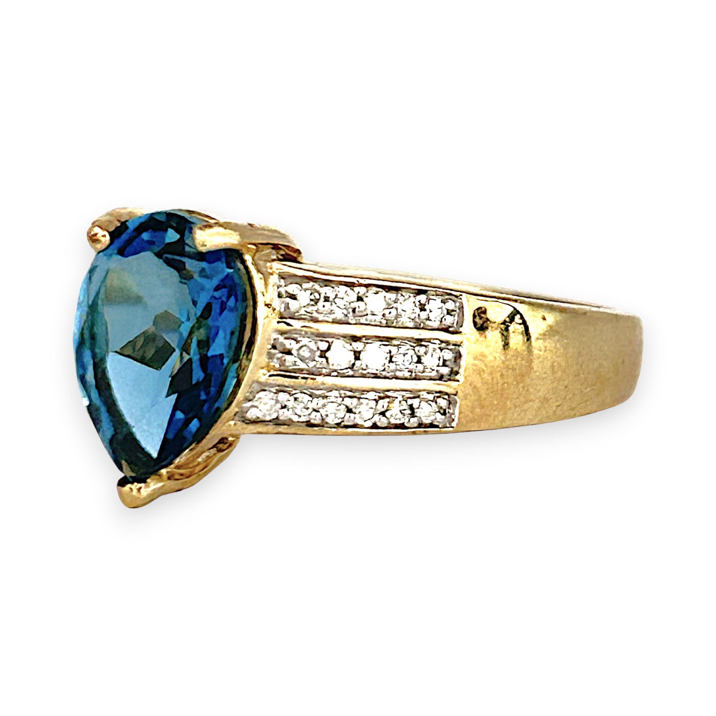 GOLD DEAL | 9ct (9K) Gold Refurbished Topaz & Diamond Dress Ring Size P Valuation $1,700
