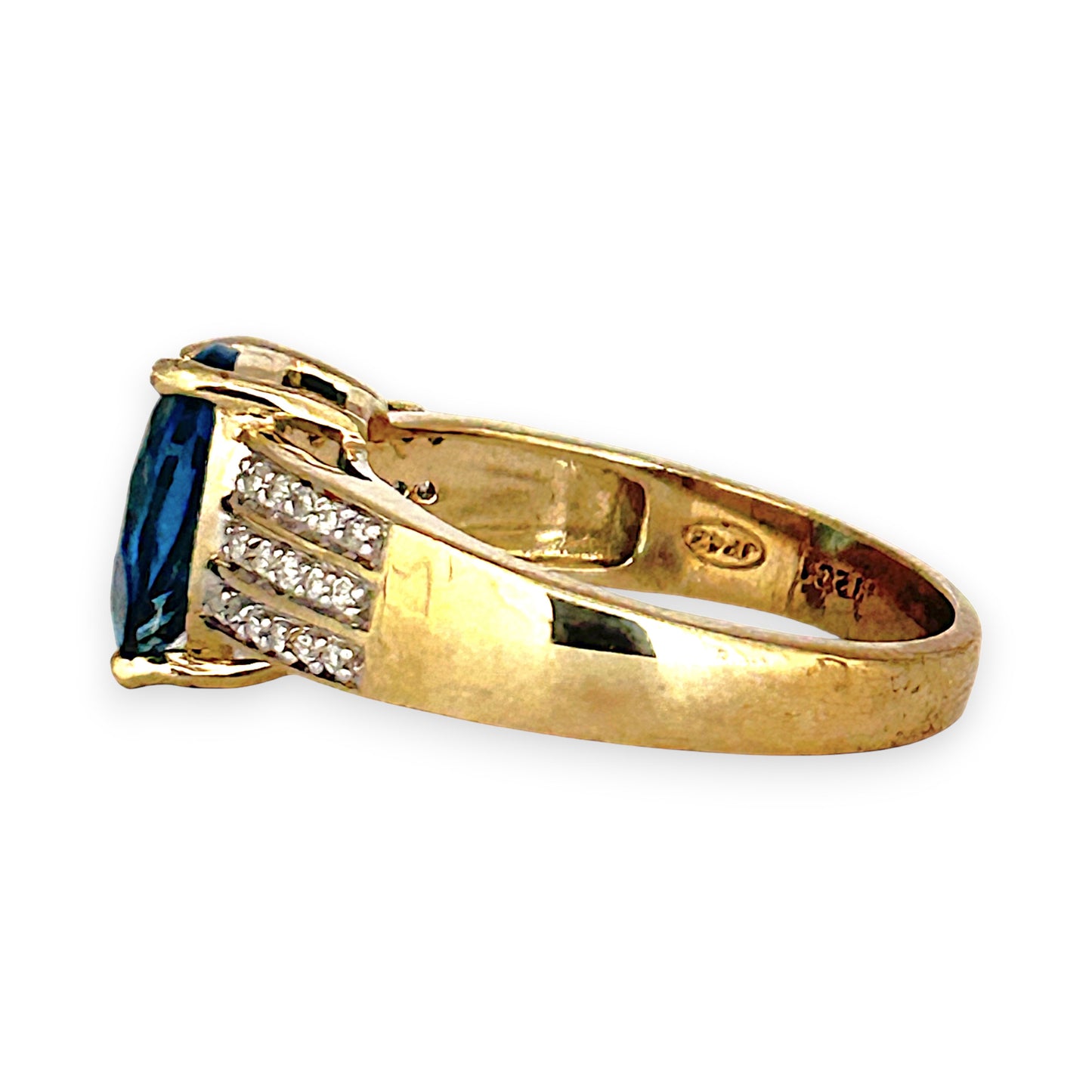 GOLD DEAL | 9ct (9K) Gold Refurbished Topaz & Diamond Dress Ring Size P Valuation $1,700