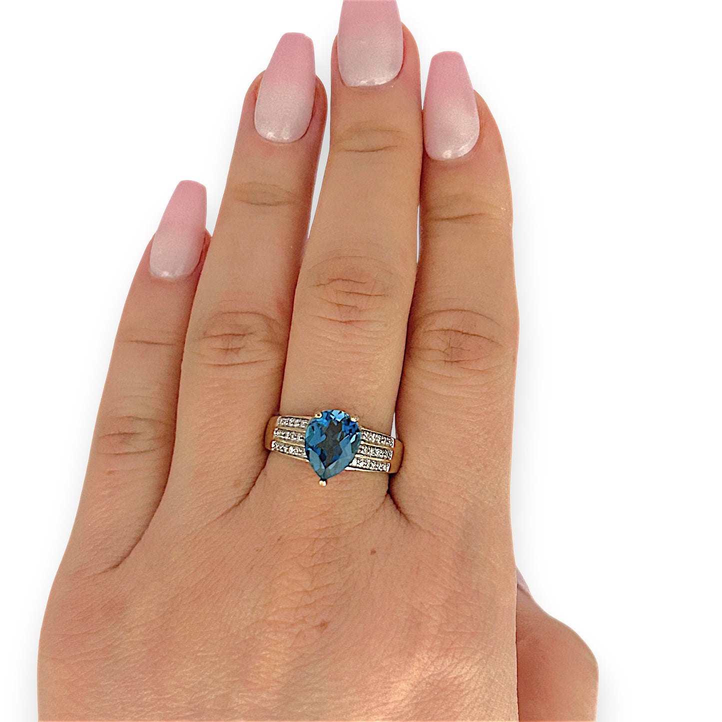 GOLD DEAL | 9ct (9K) Gold Refurbished Topaz & Diamond Dress Ring Size P Valuation $1,700