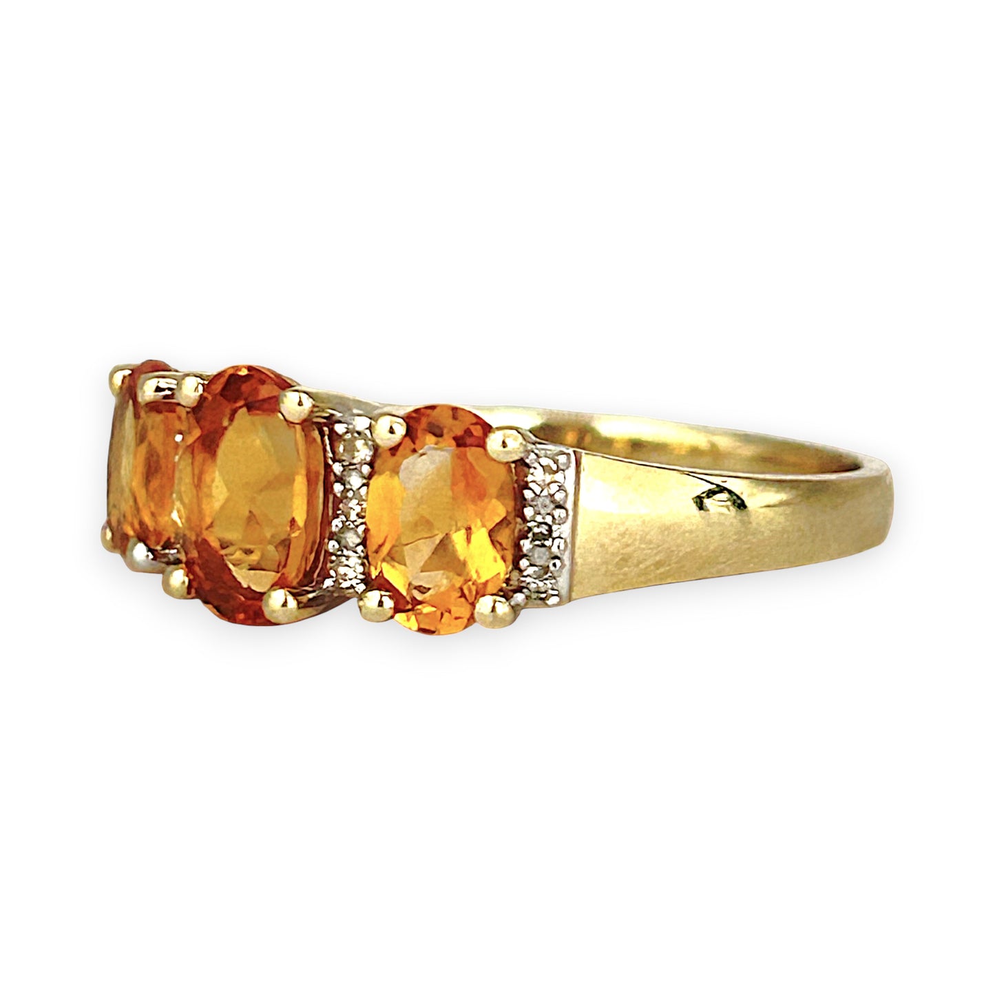 GOLD DEAL | 9ct (9K) Gold Citrine & Diamond Cluster Refurbished Ring Size O Valuation $1,000