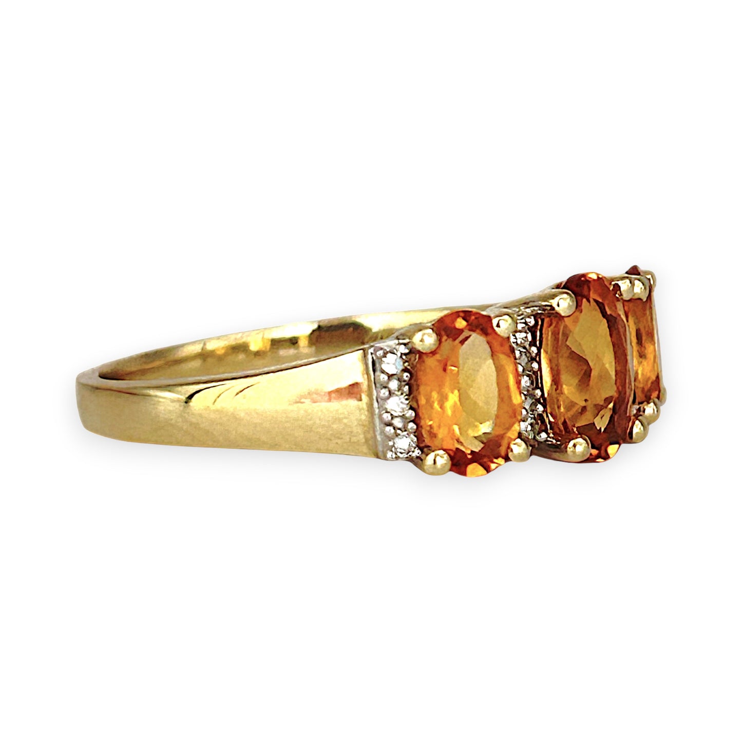 GOLD DEAL | 9ct (9K) Gold Citrine & Diamond Cluster Refurbished Ring Size O Valuation $1,000