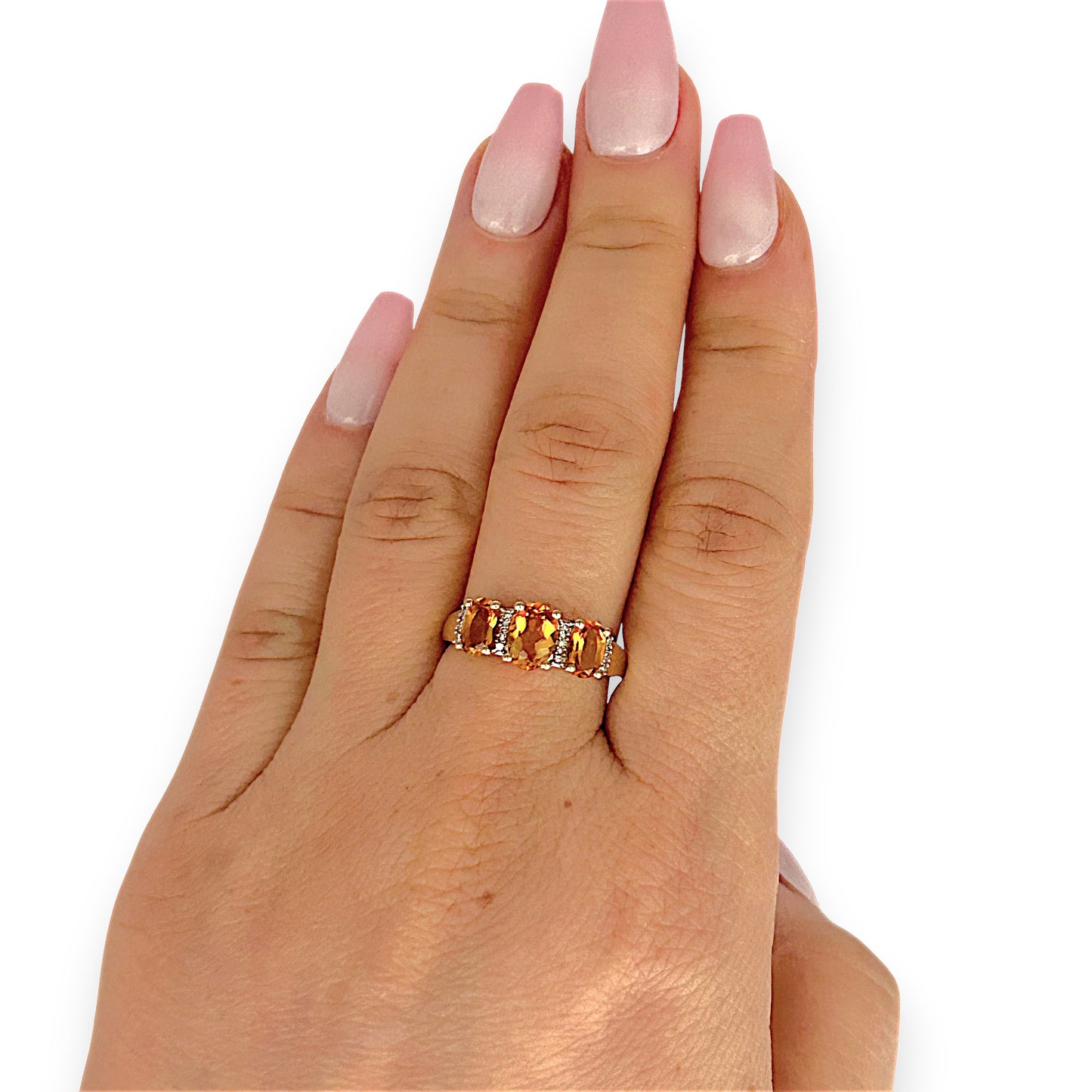 GOLD DEAL | 9ct (9K) Gold Citrine & Diamond Cluster Refurbished Ring Size O Valuation $1,000