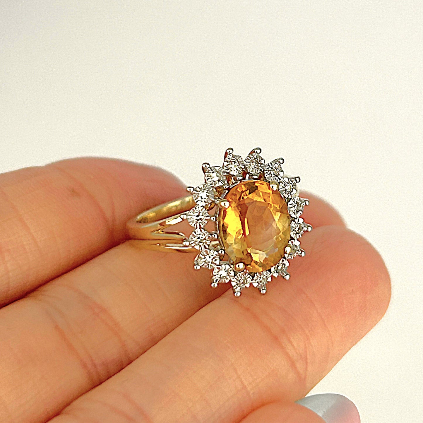 GOLD DEAL | 9ct Gold Golden Glow Citrine & Diamond Ring Valuation $1,875