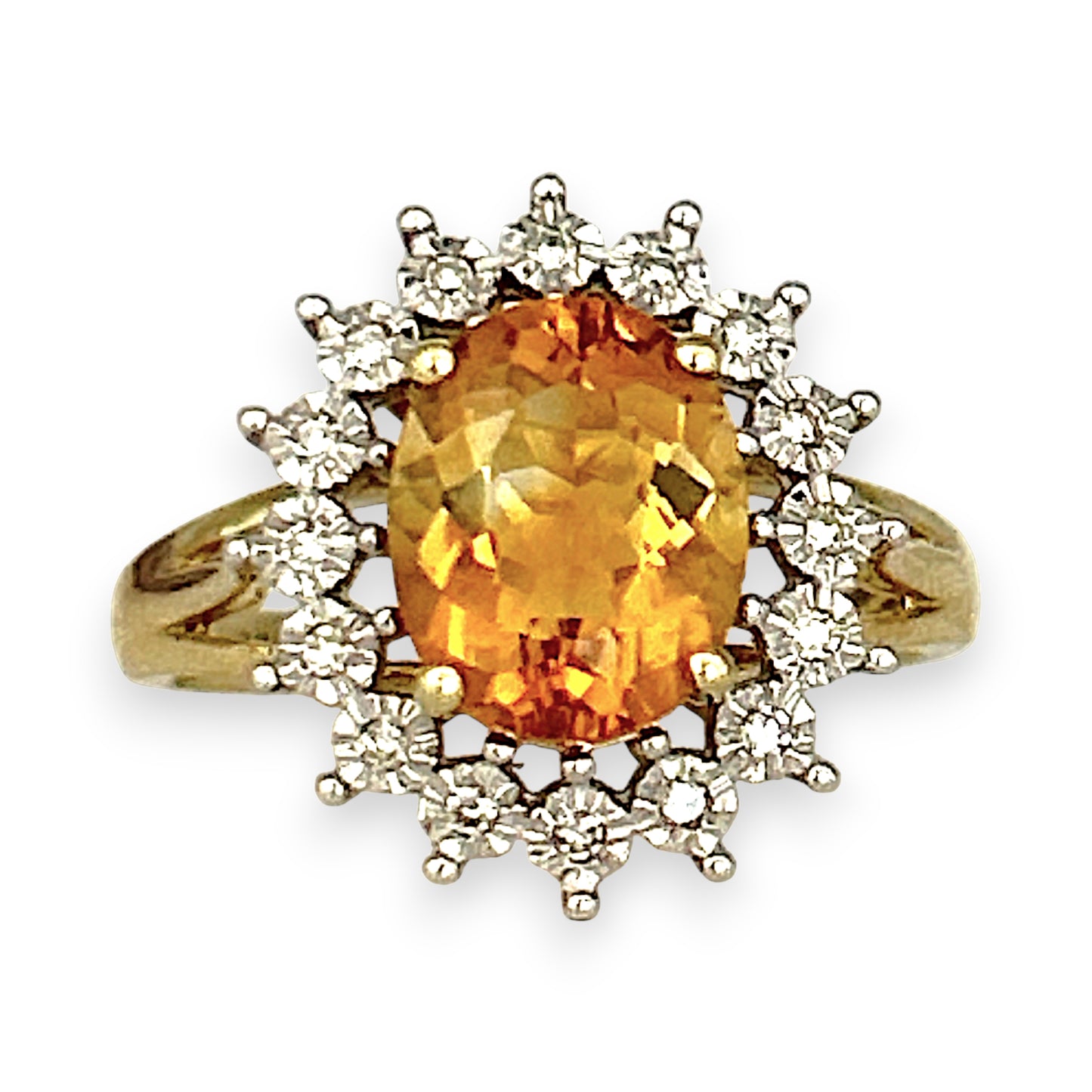 GOLD DEAL | 9ct Gold Golden Glow Citrine & Diamond Ring Valuation $1,875