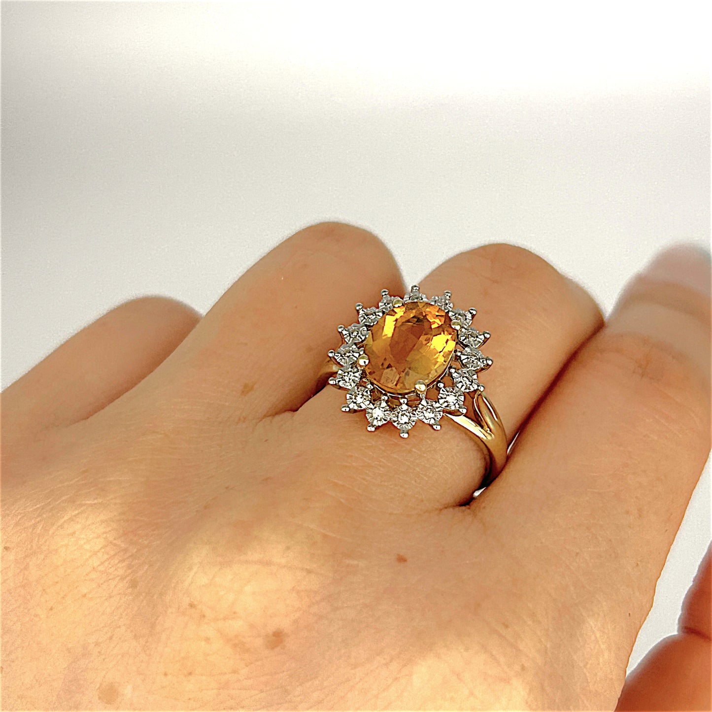 GOLD DEAL | 9ct Gold Golden Glow Citrine & Diamond Ring Valuation $1,875