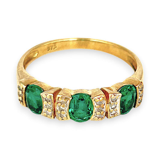 GOLD DEAL | 9kt Gold Emerald Sonata Ring Size Q