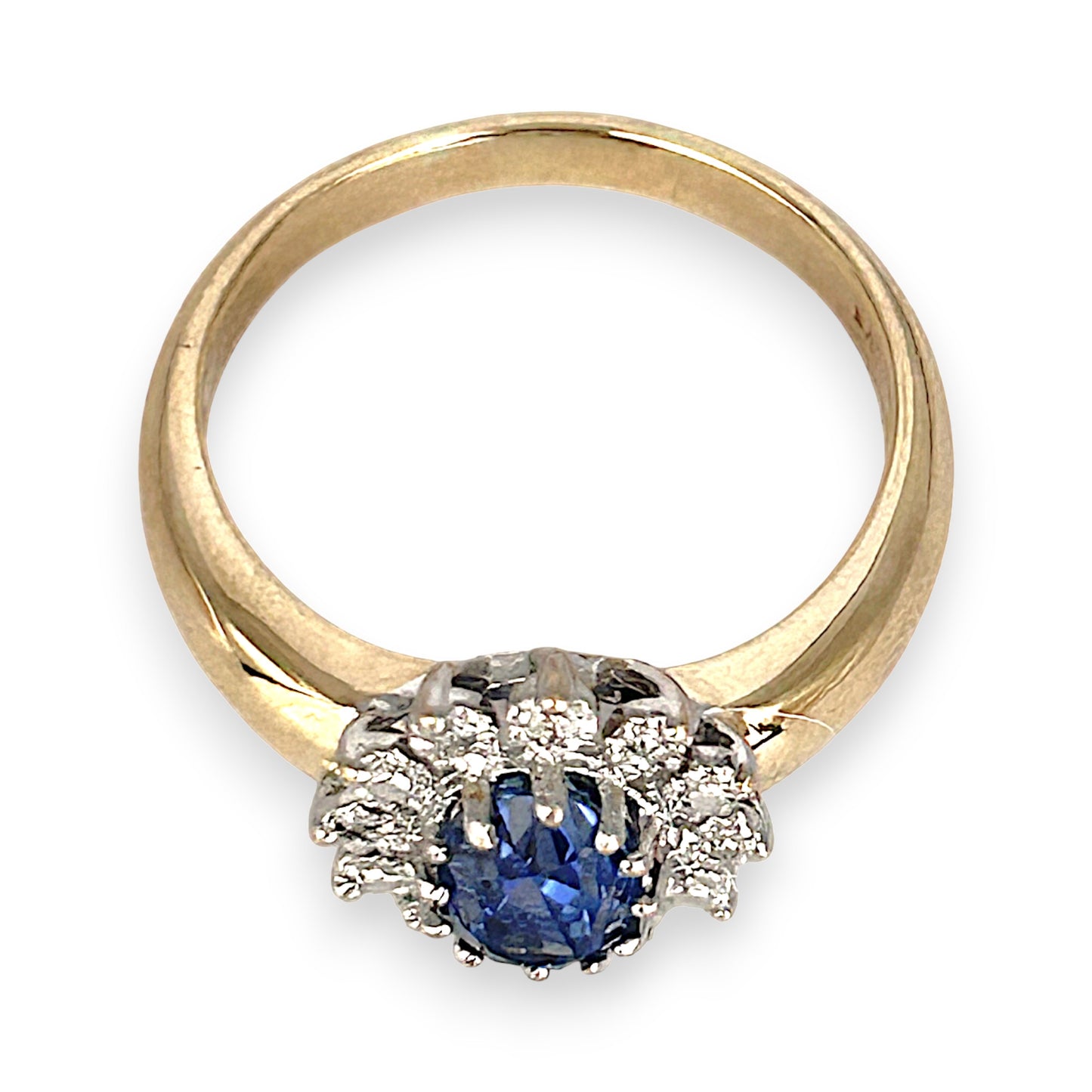 GOLD DEAL | 9ct (9K) Gold Heritage Sparkle Sapphire & Diamond Halo Ring Valuation $3,500