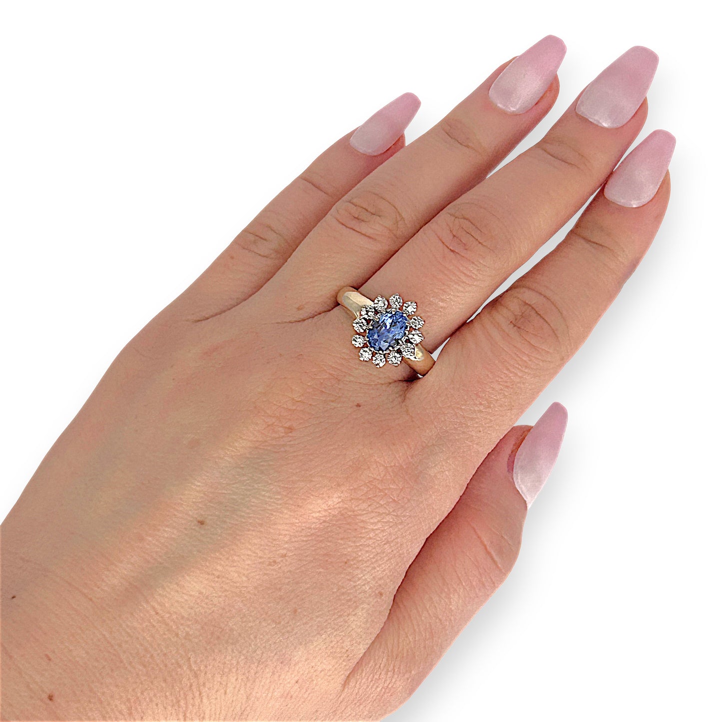 GOLD DEAL | 9ct (9K) Gold Heritage Sparkle Sapphire & Diamond Halo Ring Valuation $3,500