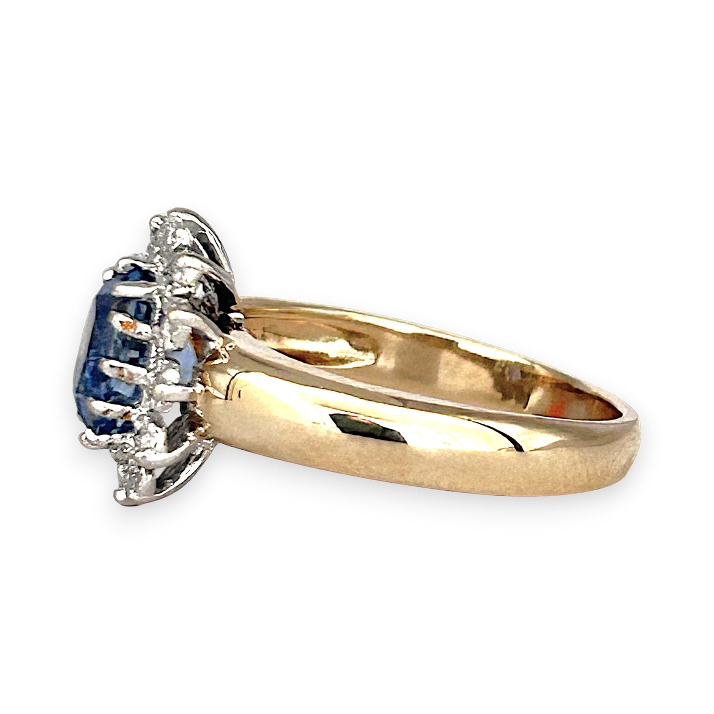 GOLD DEAL | 9ct (9K) Gold Heritage Sparkle Sapphire & Diamond Halo Ring Valuation $3,500