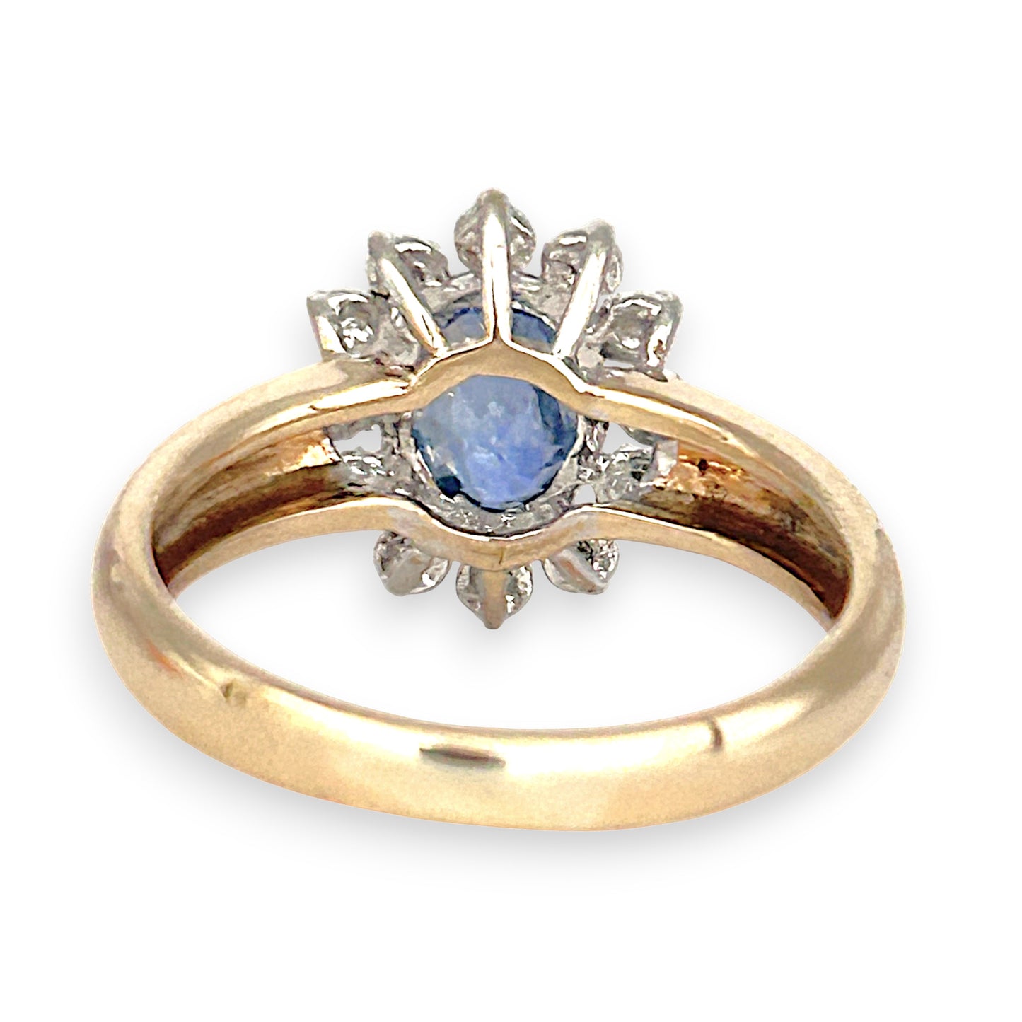 GOLD DEAL | 9ct (9K) Gold Heritage Sparkle Sapphire & Diamond Halo Ring Valuation $3,500