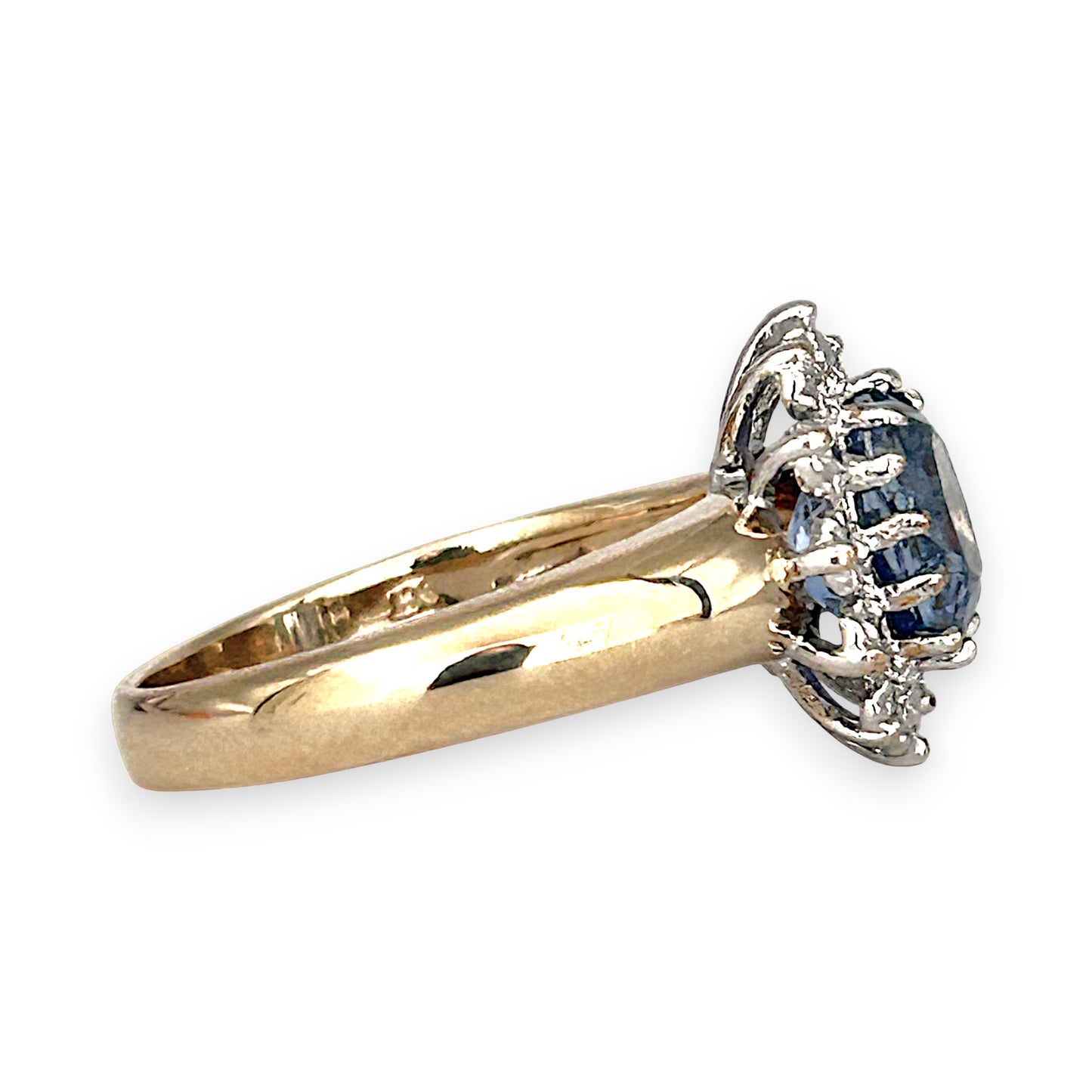 GOLD DEAL | 9ct (9K) Gold Heritage Sparkle Sapphire & Diamond Halo Ring Valuation $3,500