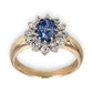 GOLD DEAL | 9ct (9K) Gold Heritage Sparkle Sapphire & Diamond Halo Ring Valuation $3,500